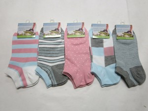 婦人綿混ベーシック柄ショートソックス