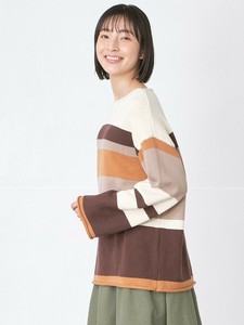マルチボーダープルオーバーコットンニット　3色展開M L