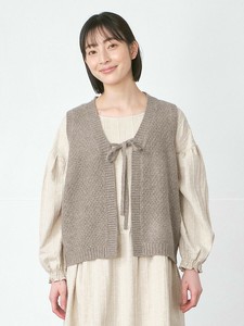 鹿の子編みフロントリボンベスト　ML　3色展開M L