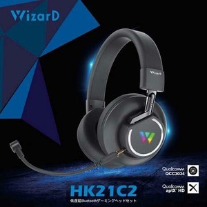 WizarD 低遅延 Bluetooth5.1 ゲーミング ヘッドセッド マイク着脱可能 ヘッド90度回転 HK21C2