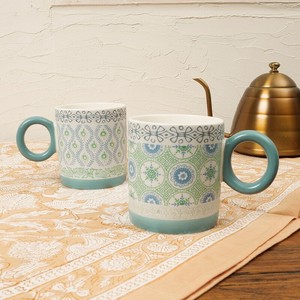 Cup/Tumbler Blue Ceramic Block Print