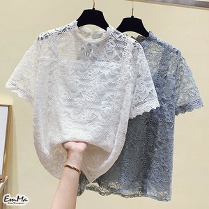 刺繍シアーシャツ 半袖 エレガント カジュアル 夏   EH2361 【2024新作】
