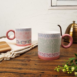 Cup/Tumbler Pink Ceramic Block Print