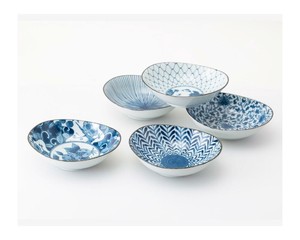 西海陶器 藍絵変り 楕円鉢揃(M) 31064