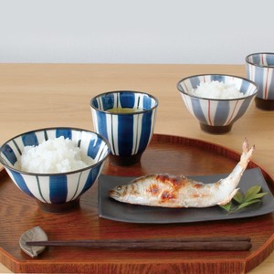【藍花】二色帯十草 赤 飯碗 茶碗 湯呑