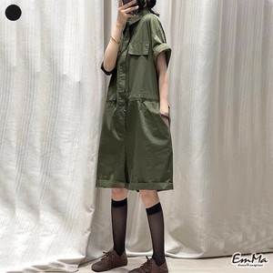 ジャンプスーツ ハーフパンツ 半袖 つなぎ カジュアル 夏 EH3196
