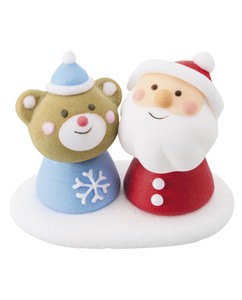 シュガードールなかよしクマ＆サンタ  クリスマスケーキデコレーション サンタクロース 装飾