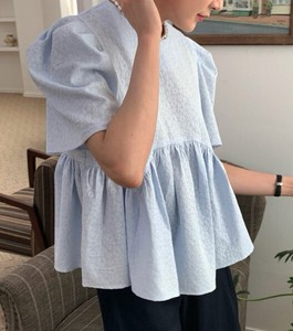 Button Shirt/Blouse Floral Pattern Sleeve Blouse Peplum 2024 Spring/Summer
