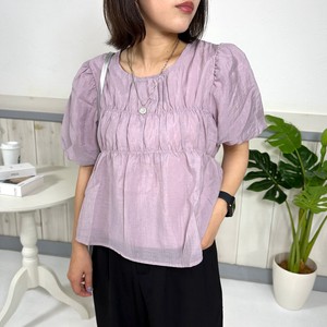 Button Shirt/Blouse Gathered Blouse Puff Sleeve 【2024NEW】