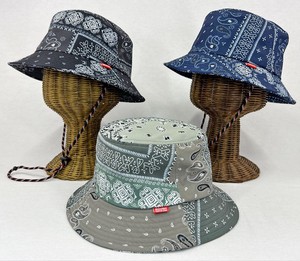 2024S/S　撥水ペイズリーバケットハット　HAT　帽子　あご紐付き　撥水加工　サイズ調節可能