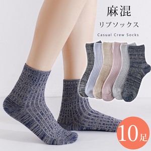 Ankle Socks Rib Socks Ladies' 22cm ~ 24cm 10-pairs