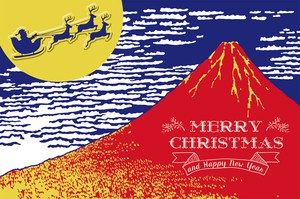 立体和風クリスマスカード　赤富士サンタ