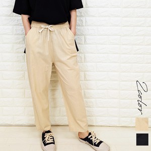 Full-Length Pant Plain Color Cotton Linen Tapered Pants