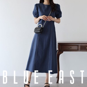 Casual Dress Stitch Denim One-piece Dress Short-Sleeve 2024 NEW