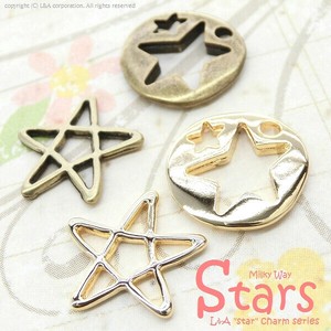 2個価格 星チャーム スターパーツ 五芒星 丸型 ラウンド アクセサリー