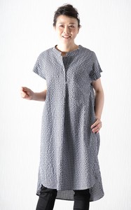 Casual Dress French Sleeve One-piece Dress Checkered