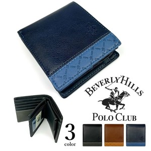 全3色　BEVERLYHILLSPOLOCLUB ビバリーヒルズポロクラブ PUレザー 中ベラ付き二つ折り財布（61b413）