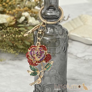 Key Ring Red Key Chain Flower Roses Sparkle Rose Presents Crystal