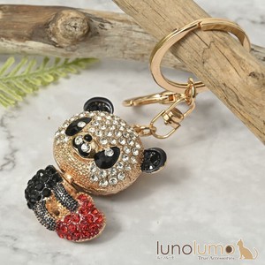 Key Ring Heart Red Key Chain Sparkle Presents Panda Crystal