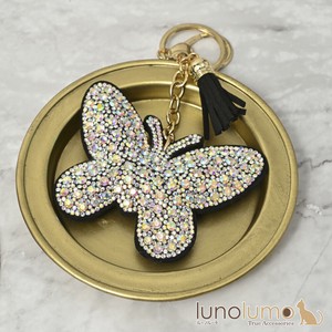 Key Ring Key Chain sliver Butterfly Sparkle Aurora Borealis Presents Ladies'