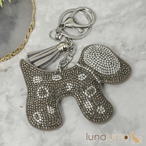 Key Ring Key Chain Gray Sparkle Presents Dog Ladies'
