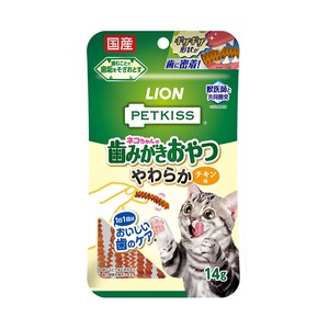 [ライオンペット] PETKISS　ネコちゃんの歯みがきおやつ　やわらか　チキン味14g