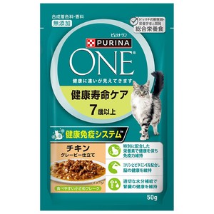 [ネスレ日本] ピュリナワンキャット　パウチ　健康寿命ケア　7歳以上　チキングレービー仕立て50g