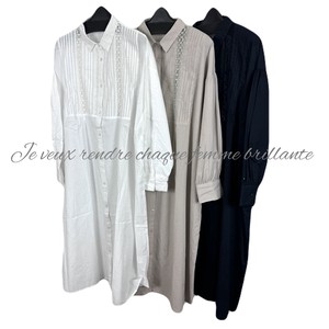 Button Shirt/Blouse Pintucked Accented Long