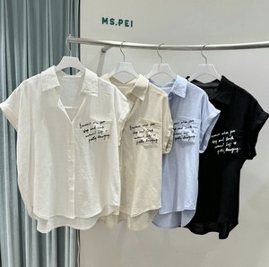 Button Shirt/Blouse Sleeve Blouse Linen-blend 2024 Spring/Summer