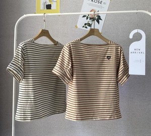 T-shirt Square Neck Border Cut-and-sew 2024 Spring/Summer