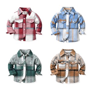 韓国スタイル ネルシャツ チェックシャツ ジャケット 150~160 ベビー 新生児 キッズ 子供 トドラー 春 秋