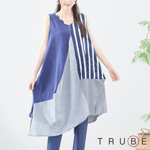 Casual Dress Stripe Sleeveless L One-piece Dress 【2024NEW】
