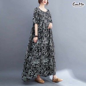オーバーサイズワンピース ナチュラル カジュアル 半袖 夏  EH3214
