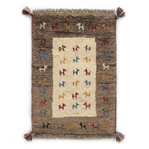 ギャッベ　ペルシャ　イラン　オーガニックウール　絨毯　ラグ　玄関マットS　45×63.5cm　M2283_NE