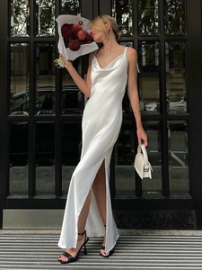 サスペンダーワンピース サイドフォーク、セクシー 快適 美背 無地  LYQ0093#  BQ107