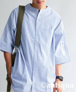 [antiqua] Button Shirt 3/4 Length Sleeve Short Sleeve Overshirt Men's