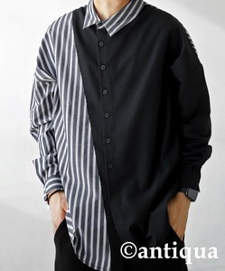 [antiqua] Button Shirt Stripe Switching Men's
