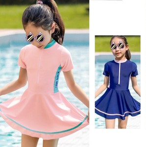 Kids' Swimwear One-piece Dress Short-Sleeve