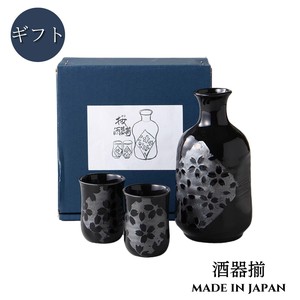 [ギフト] 黒銀彩　酒燗器セット（小） 美濃焼 日本製