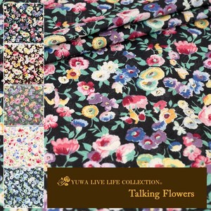 有輪商店 YUWA 60ローン "Talking Flowers" [A:Black] / 生地 布 / 319801