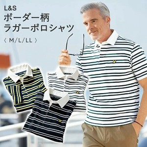 L＆S）ボーダー柄ラガーポロシャツ