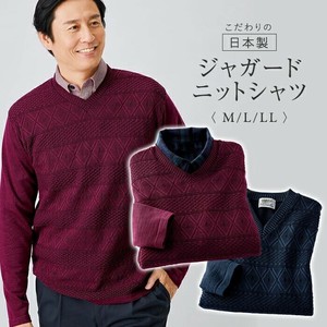 こだわりの日本製ジャガードニットシャツ