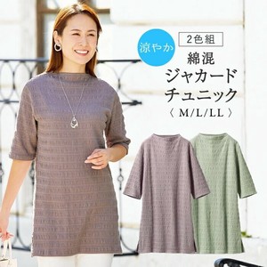 涼やか綿混ジャカードチュニック2色組