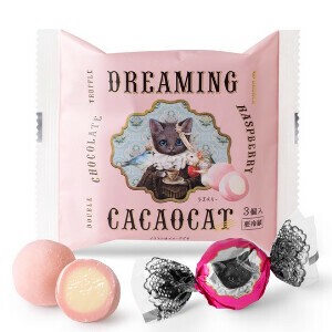 【チョコレートトリュフ】DREAMING CACAOCAT ラズベリー 3個入り　ねこギフト