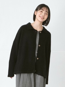 襟つきウールニットカーディガン 4色展開 M L