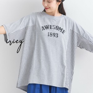 T-shirt T-Shirt Stripe Mixing Texture Cotton Switching