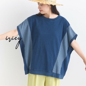T-shirt T-Shirt Mixing Texture Cotton Indigo Switching