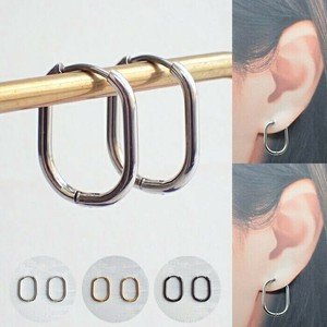 ステンレス【57. オーバル フープ ピアス S / Mサイズ】1ペア ゴールド シルバー ガンメタ 金属アレルギー