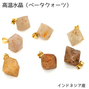 日本製 68. 高温水晶（ベータクォーツ） （ゴールド、シルバー）スクエア　ペンダントトップ  SUS316
