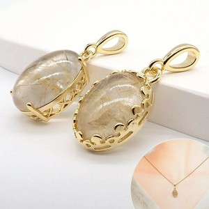 Gemstone Pendant Natural Stone Stainless Steel 12 x 16mm
